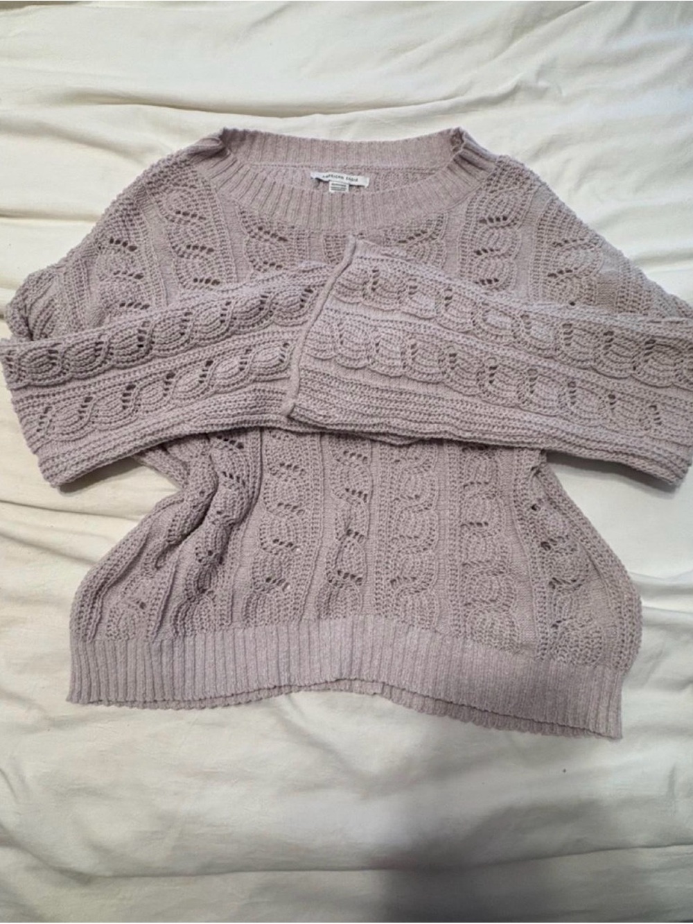 American Eagle Outfitters Cable Knit Scoop Neck Sweater - Light Mauve